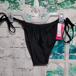 Juniors Shirred Side-Tie High Leg Scoop Bottoms